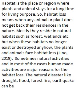 week 1 assignment: Habitat loss